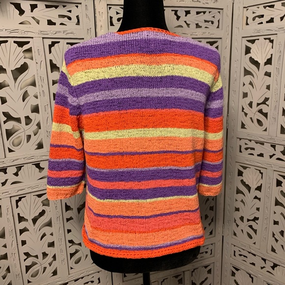 BRIGHT ORANGE PURPLE PINK SWEATER CARDIGAN JACKET - Picture 6 of 8